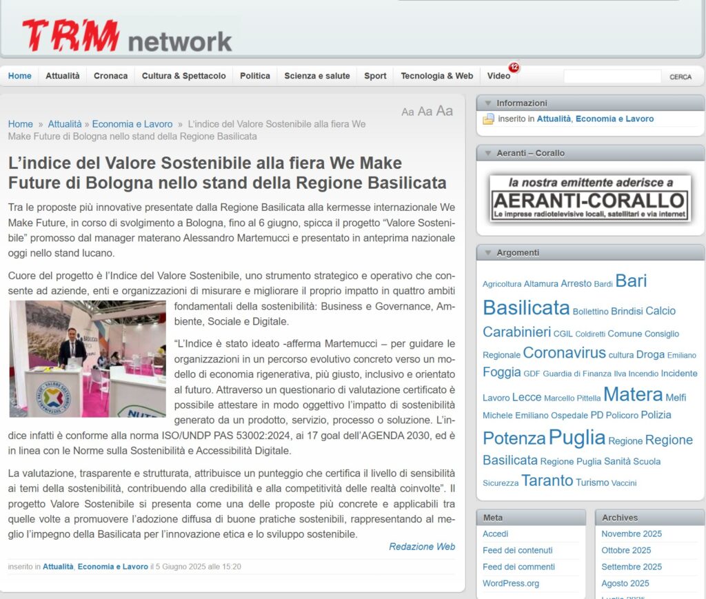 trm network we make future 2025 va,lore sostenibile alessandro martemucci
